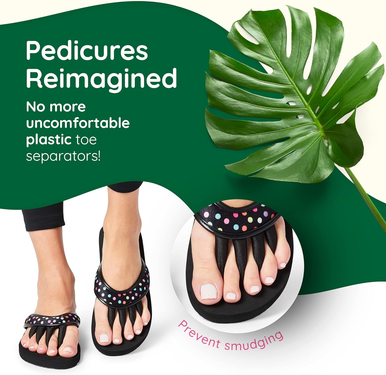 Pedi Couture Pedicure Sandals with Built In Toe Separators for Women - Comfortable Spa Style Flip Flops for Home, Salon, Yoga & Gym Use