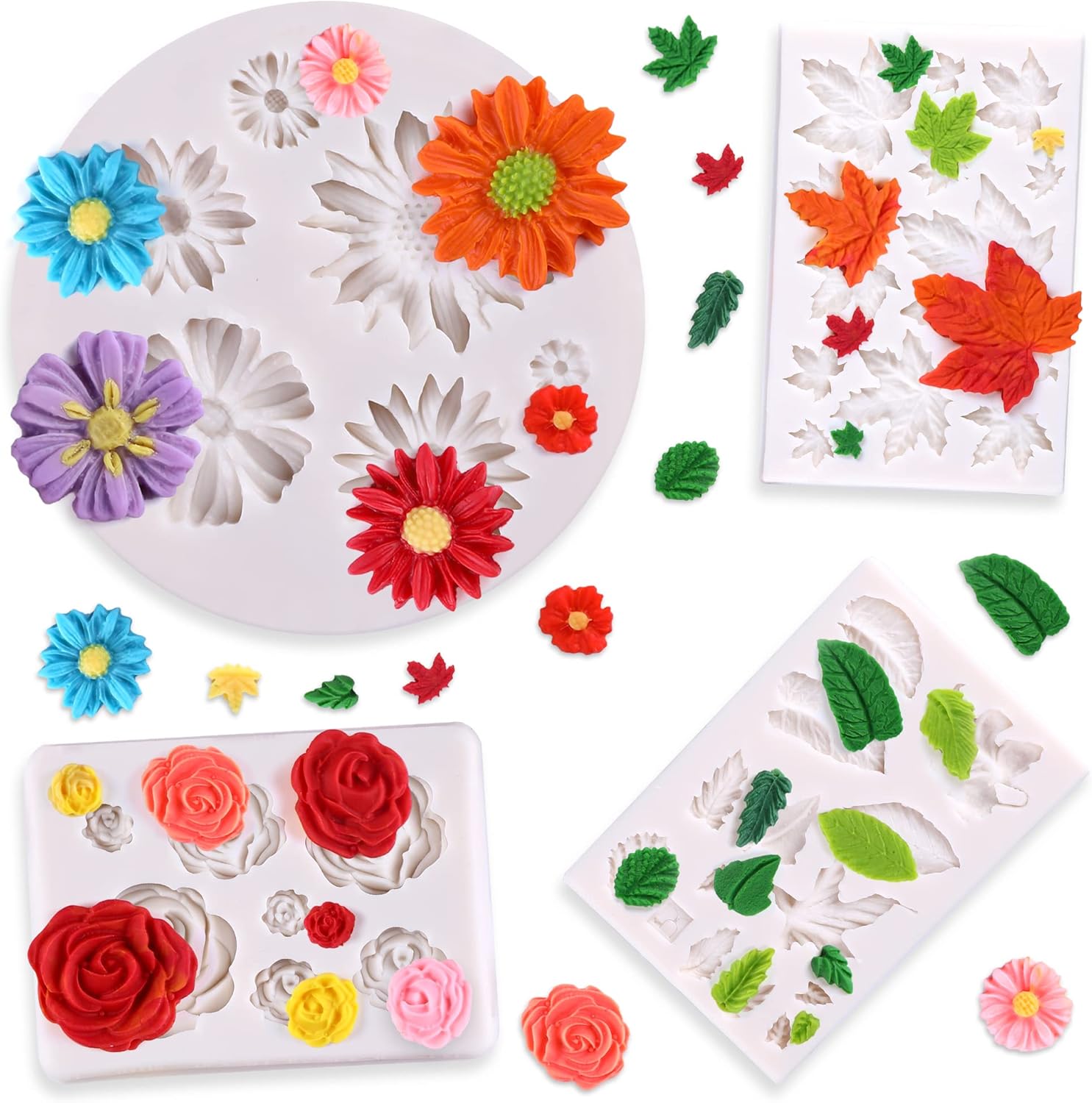 Puocaon Flowers Polymer Clay Molds 4 Pcs Polymer Clay