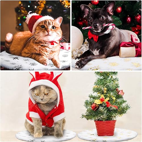 Miniatura 9 de 2 faldas de árbol de Navidad de 15 pulgadas, falda pequeña de fieltro blanco para árbol de Navidad, faldas de árbol de lentejuelas pequeñas, patrón