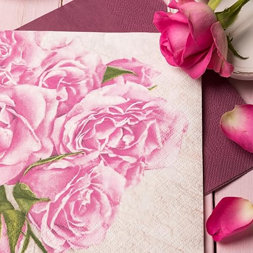Miniatura 7 de Keep Unique Servilletas de papel de 20 unidades de 13 x 13 pulgadas, 3 capas, estampado de rosas de flores, servilletas de cóctel para arte, cena y