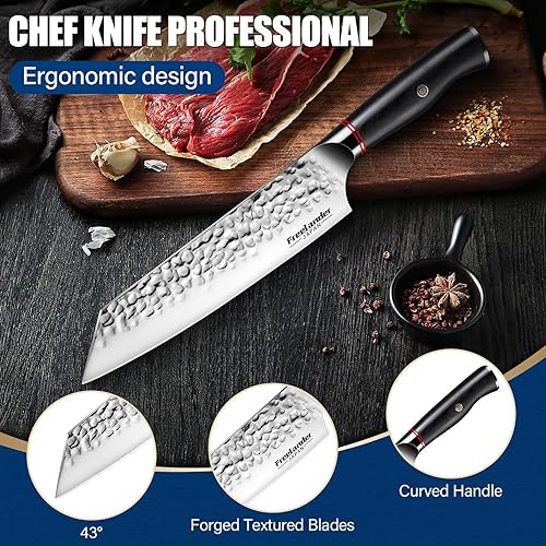 Miniatura 3 de Freelander Cuchillo de chef de 8 pulgadas, cuchillo de cocina japonés afilado, cuchillo de acero inoxidable de calidad forjado a mano, corte de