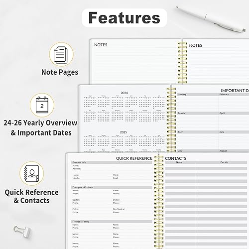 Miniatura 5 de SUNEE Agenda semanal y mensual 2024, de enero de 2024 a diciembre de 2024, agenda diaria de 6.4 x 8.3 pulgadas con pestaña mensual, cubierta