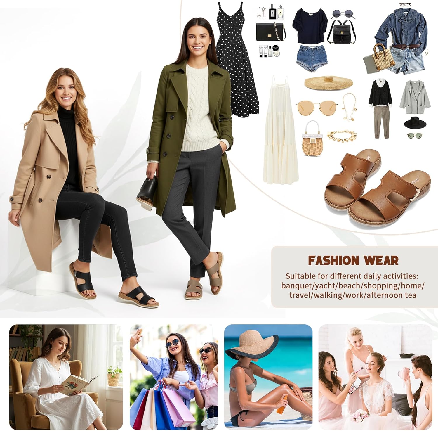 Littleplum Womens Sandals Arch Support Slides – Comfortable Flat Sandals for Women, Summer Breathable Flip-flops Walking Shoes for Beach,Travel - Image 7