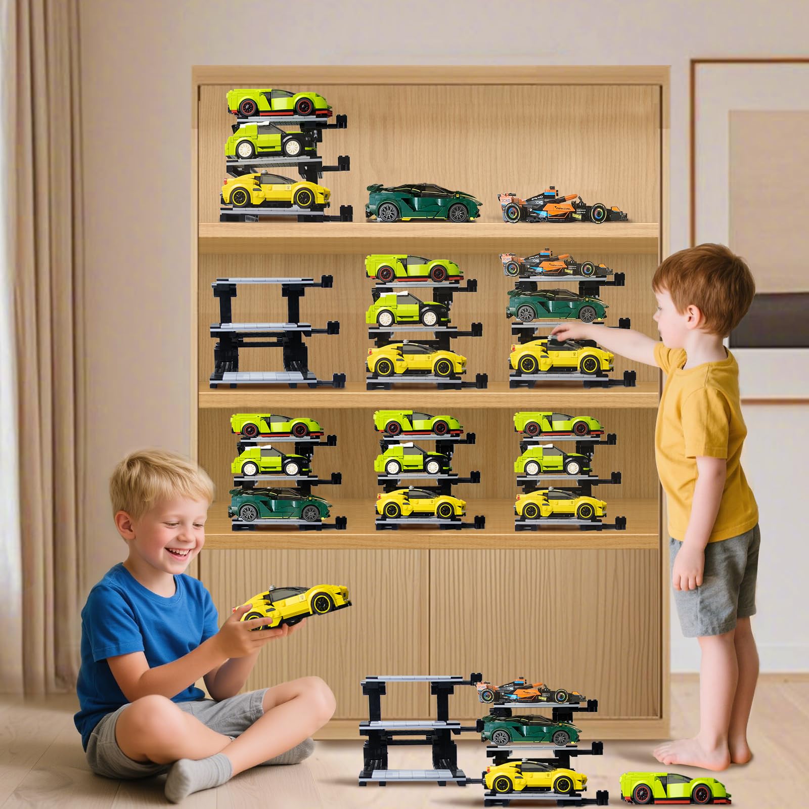 Display Ständer Kompatibel mit Speed Champion Cars (2 Pack), 3-Schicht Modellautoständer, für Autosammlung Display for Lego f1 Car 76917 76908 76918 76915 76914 76907 76901 76902 and More
