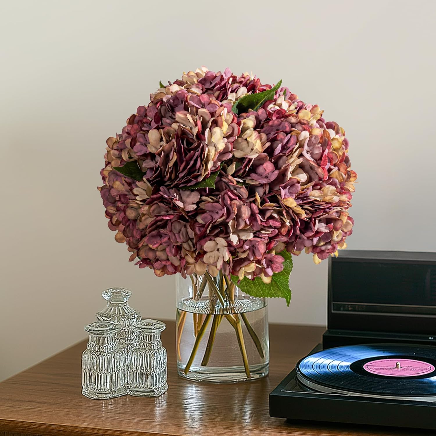 10PCS Fake Hydrangea Artificial Flowers Hydrangea Bouquet for Home Wedding Bridal Bouquet Office Party Table Centerpiece DIY Floral Decor (Autumn Pink) - Image 4