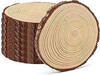 Vista 1 de KEILEOHO 8 piezas de rebanadas de madera natural de 8 a 9 pulgadas, círculos de madera de corteza de árbol para artes y manualidades, discos