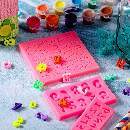 Miniatura 5 de Patelai 6 moldes de silicona con letras y números, 26 letras y números del 0 al 9, moldes de silicona para hacer caramelos, galletas, cubitos