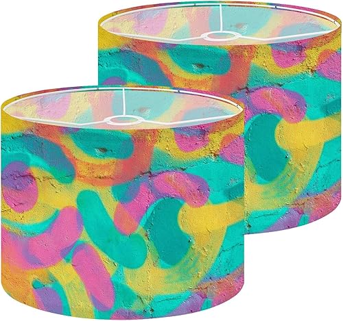 Miniatura 18 de Drum Lamp Shade Graffiti swirl neon blue pink yellow Funky 80s street art vibrant Lampshade for Floor Lamps Table Lamps Pendant Light 11"x8.9"