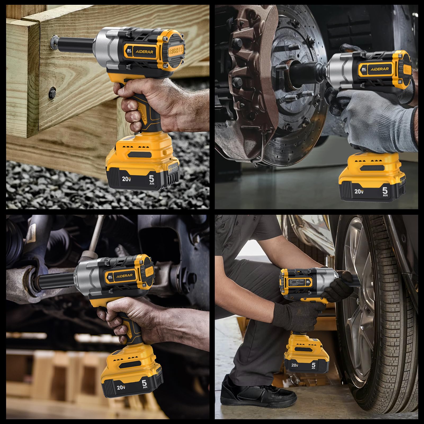 Avvitatore a impulsi per batteria DeWalt, 1328Ft-Lbs (1800N.m) Avvitatore a percussione, pistola a percussione da 1/2", utensile elettrico a 3 velocità ad alta coppia per rimozione pneumatici