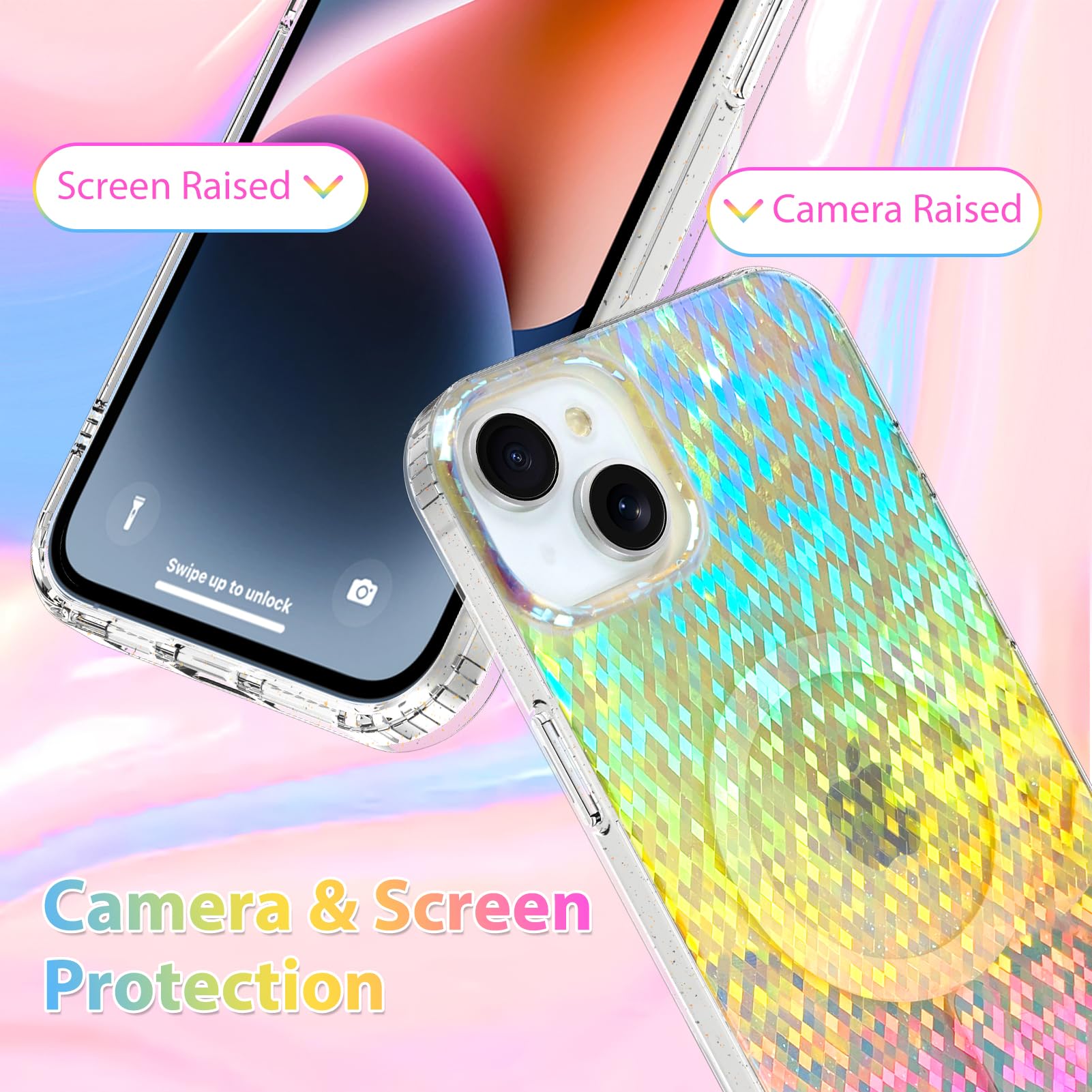 SOKAD Magnetic Case For IPhone 14 Pro Cover 6.1 Inch, Iridescent Matte