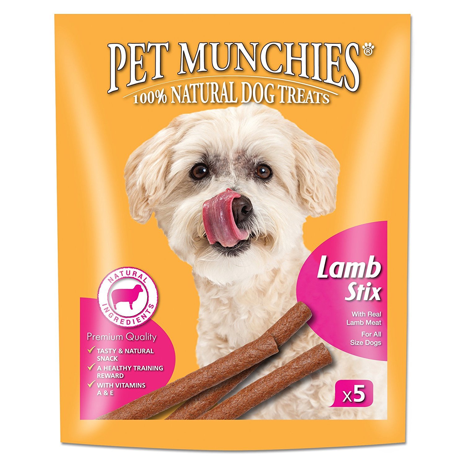 Pet Munchies Lamb Stix Dog Treats, Healthy Training Treats with Natural Ingredients 50g, Pack of 10 (50 Chews)