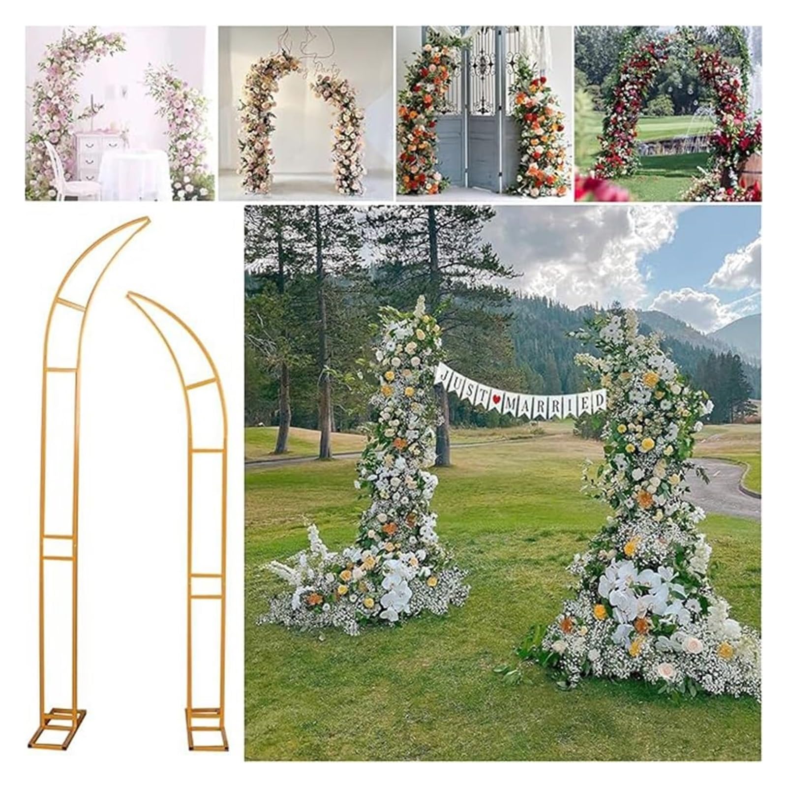 Wedding arch 2 szt. Zakrzywiony łuk ślubny stojak na tło, metalowe łuki ślubne(C,210+240CM)