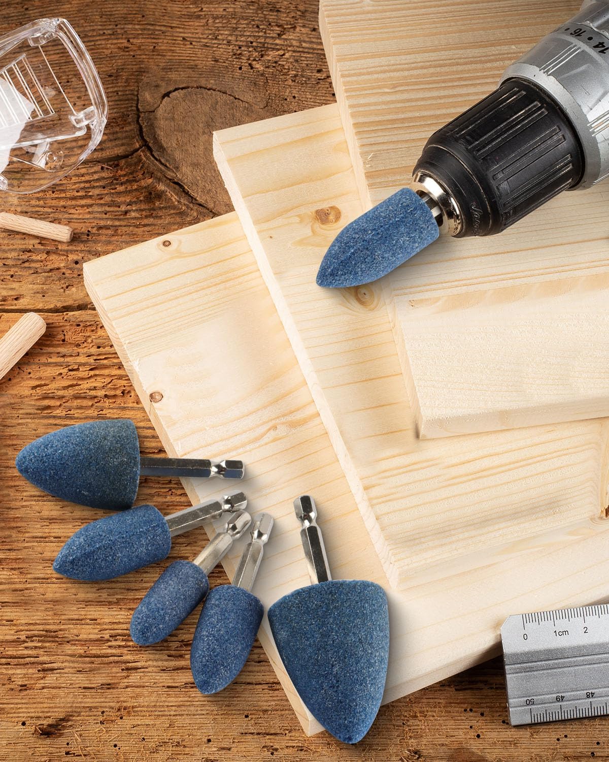 Rocaris 5 Pcs Abrasive Grinding Stone with 1/4 Inch Shank, Aluminum Oxide Mounted Flap Wheel for Grinding, Polishing, Deburring Ferrous Metal, 120 Grit