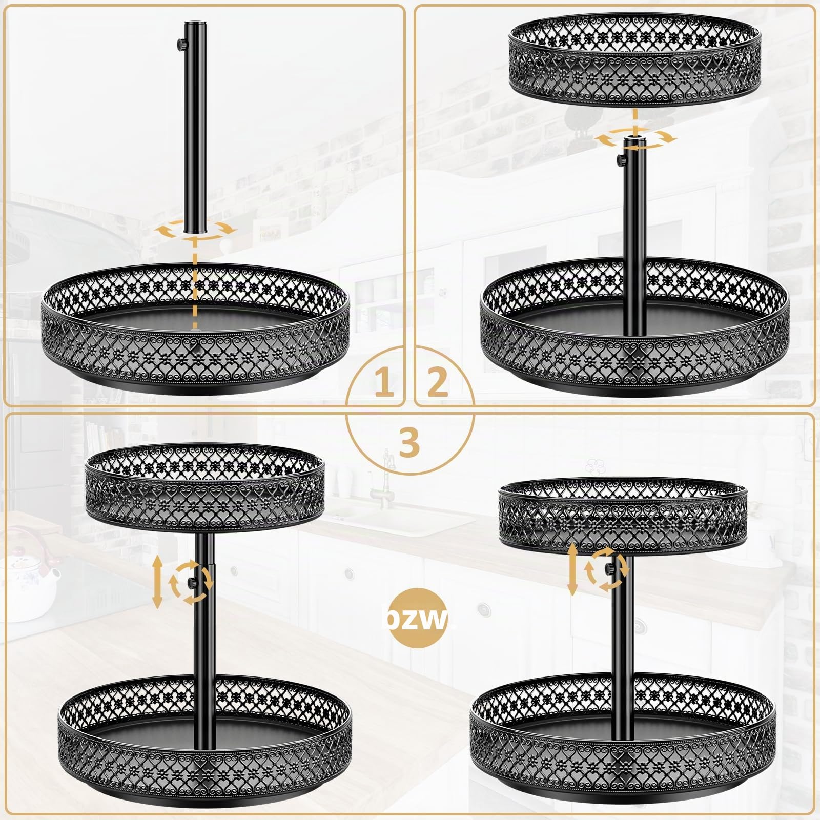 Drehbares Gewürzregal, Lazy Susan 2 Ebenen 360° Metall Organizer