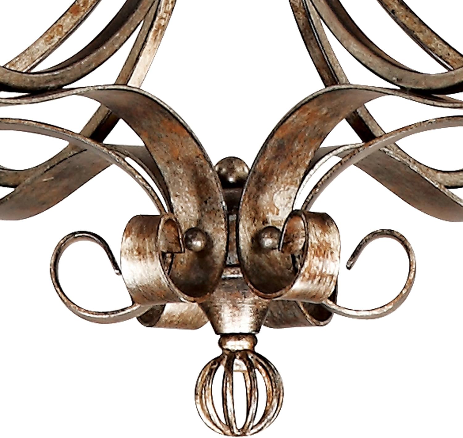 Franklin Iron Works Amber Scroll Golden Bronze Silver Large Chandelier 31 1/2" Wide Rustic Art Glass 6-Light Fixture for Cottage Core Dining Room House Foyer Entryway Kitchen Bedroom High