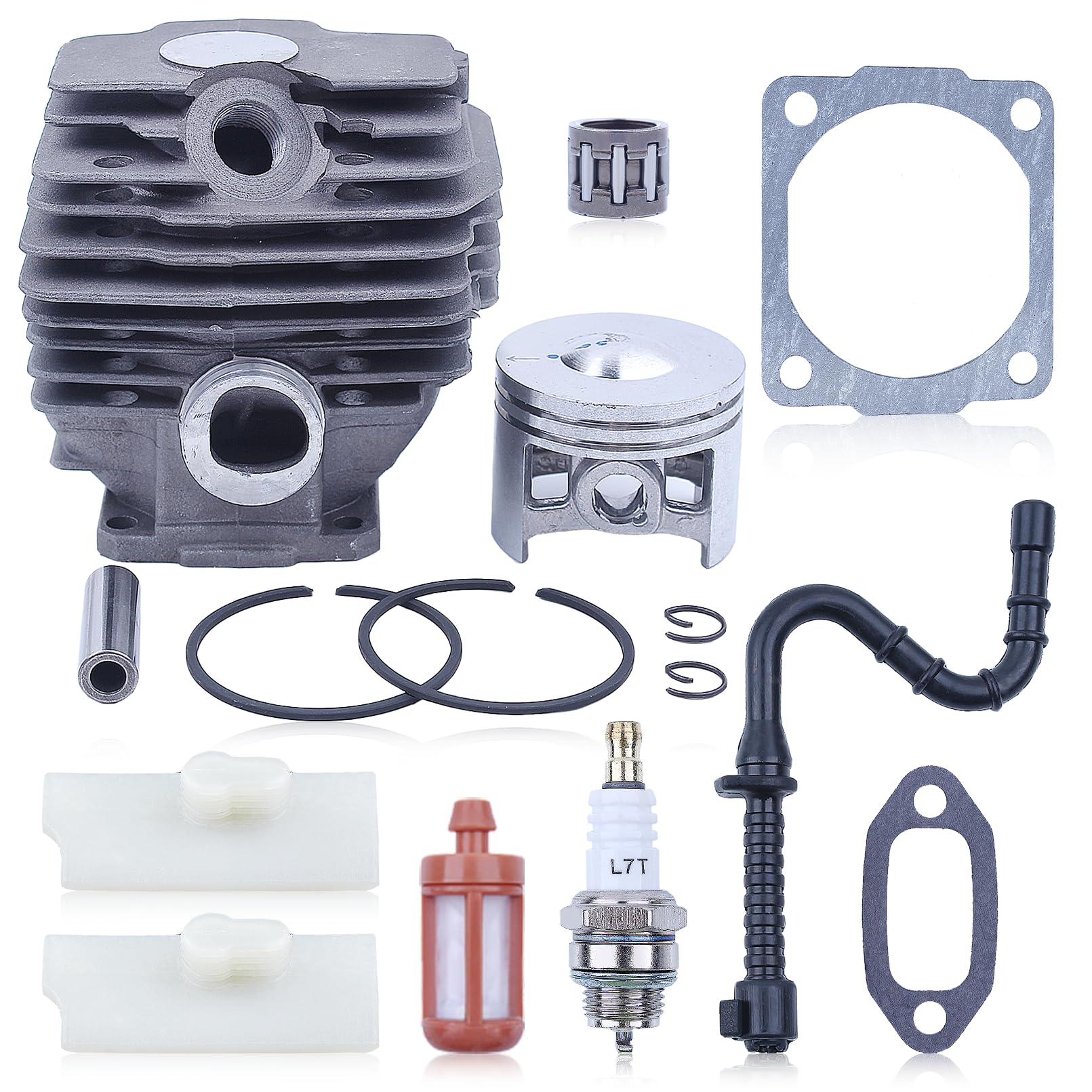Pistón y Cilindro para STIHL 028 028AV 028WB Motosierra, ADEFOL 46mm Cilindro + Piston + Junta + Bujía + Cojinete Piezas de Repuesto Accesorio 028 AV WB Kit Cilindro 14 en 1