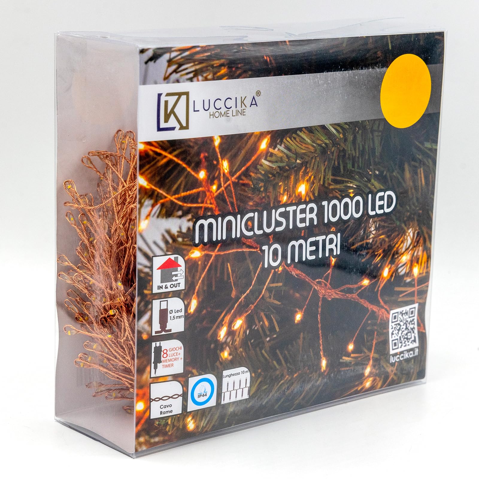 Luccika Cluster Catena Luminosa Natalizia, Luci Micro LED a Grappolo, 8 modalità di Giochi, Interno Esterno, Lucine Decorative per Albero, Natale (Bianco Caldo - Cavo Rame, 10 Metri - 1000 LED)
