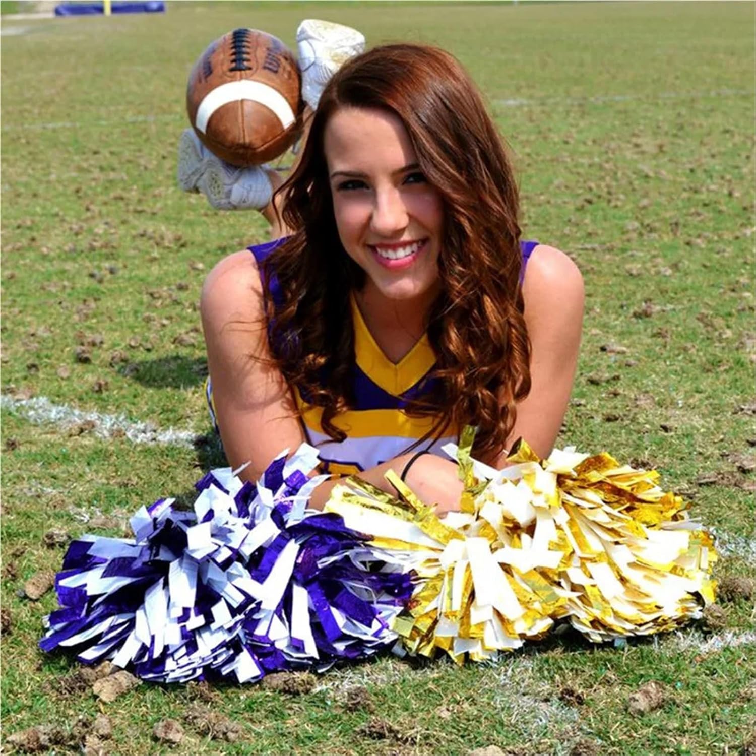 Dance Cheerleading Pompoms, Cheerleading Pom Poms Pack of 10 Multicolor 30-38CM