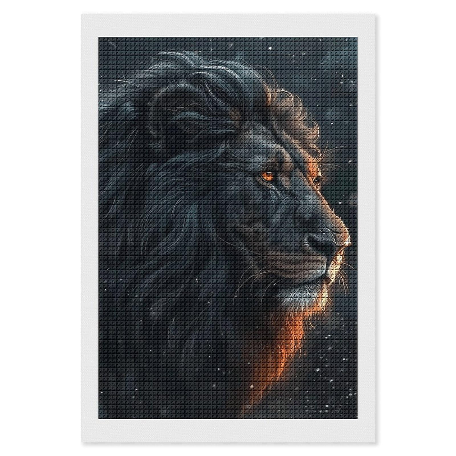 Beautiful Lion Pictures Diamond Art Kits for Adults, DIY 5D Diamonds Painting Kits for Beginner, Round Full Drill Diamond Dots Painting, 8"x12" Diamonds Pictures Gem Art and Crafts Wall Decor