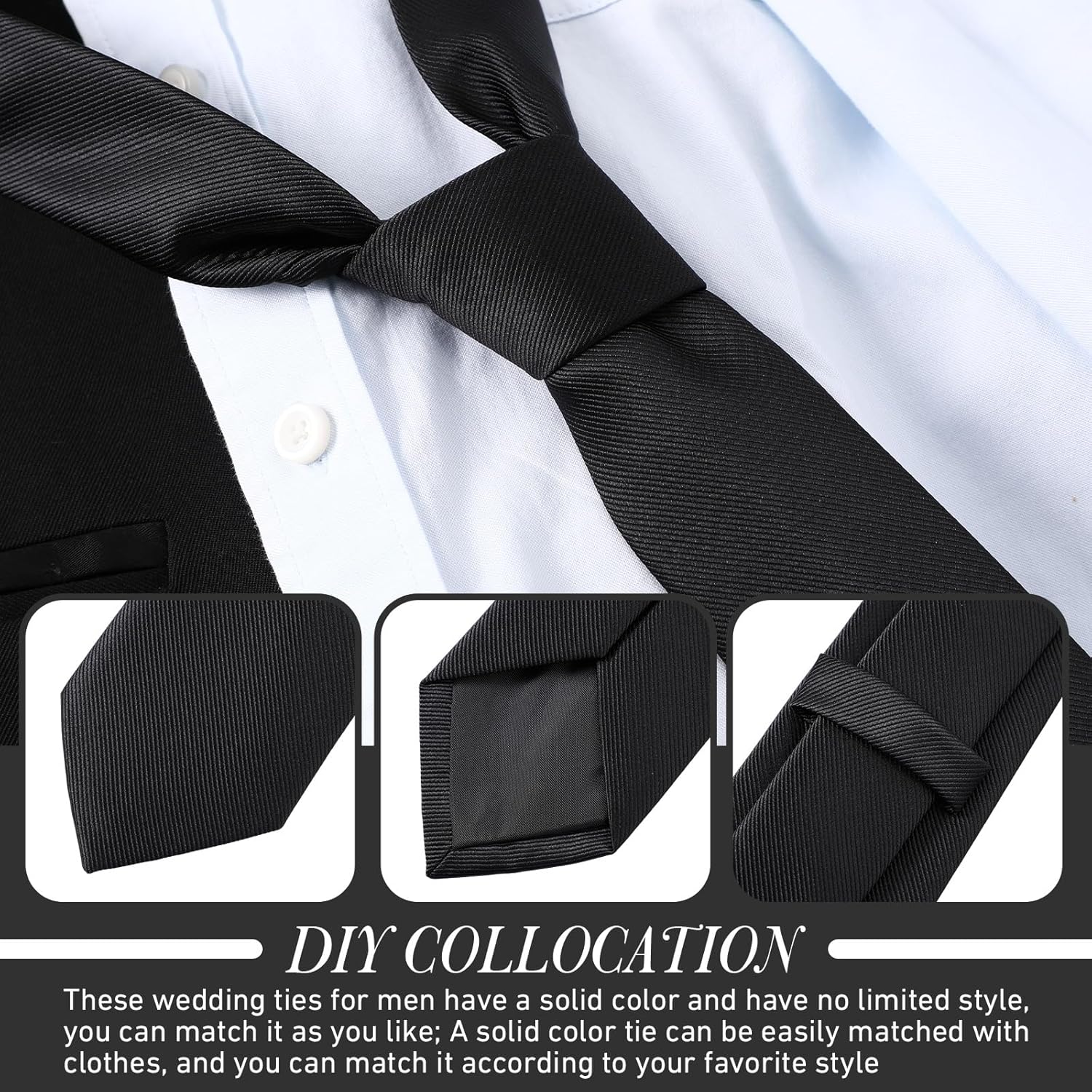 Suhine 8 Pcs Men Solid Color Tie Formal Necktie Bulk Skinny Ties Wedding Business Tie Bridesmaid Dresses for Wedding Occasion