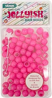 DONNA Kids Jellyish Hair Beads – Squishy, Jellyish Twist 14MM Rubber Bead, Safe & Durable Accessories for Kids, Silicone Feeling, Jewelry Making Kit DIY Hair Braiding, HOT Pink Color 1pc