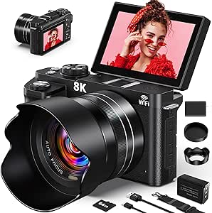 8K Digital Camera - 88MP WiFi Vlogging Camera with 3