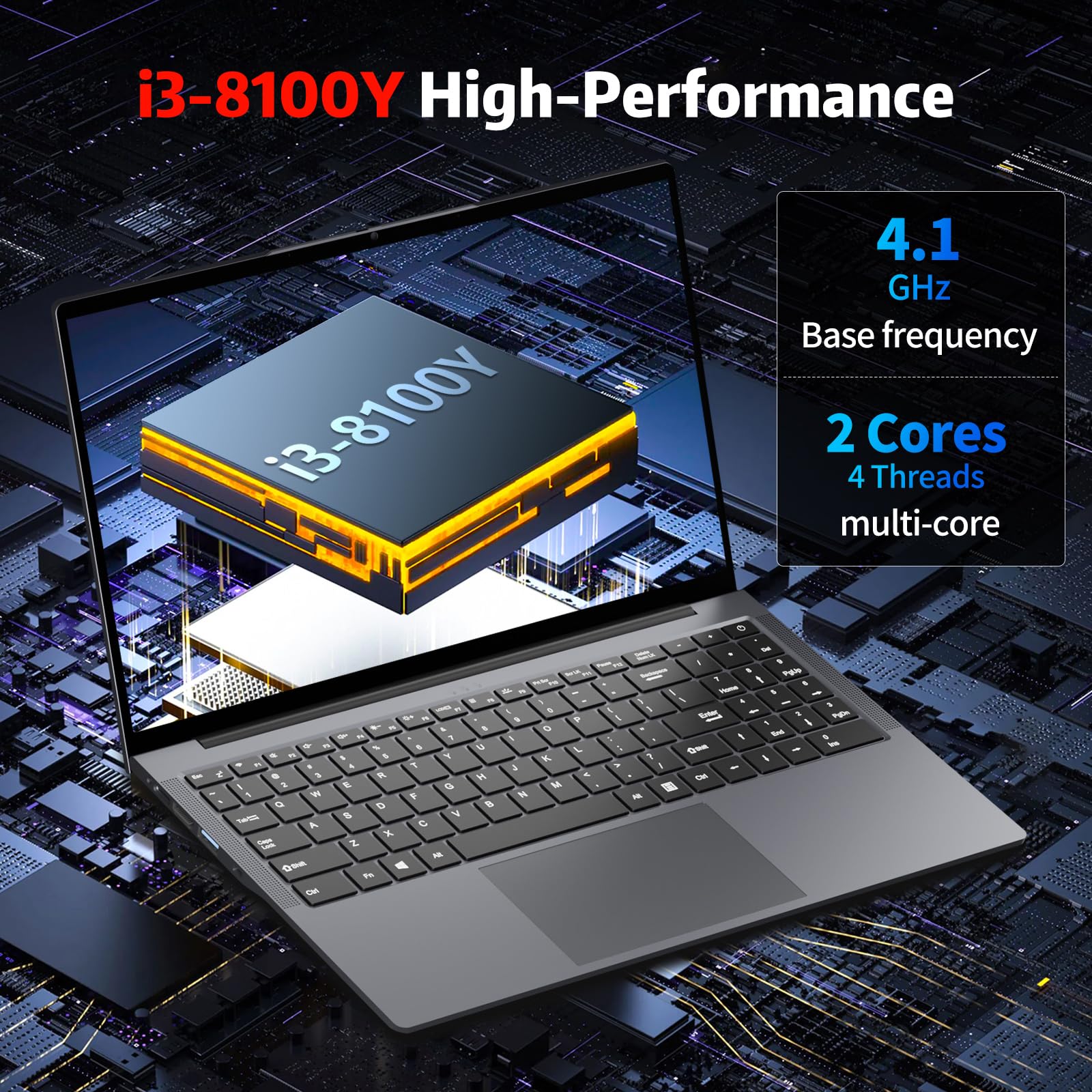 PC Portatile 15.6 Pollici, Win 11 Notebook Core I3-8100Y CPU, Notebook 16GB RAM 512GB SSD, Laptop 1080P IPS FHD Schermo, Portatile con Type-C+TF Card Slot+Mini HDMI+USB3.0+Mini-HDMI+BT5+Webcam+WIFI5
