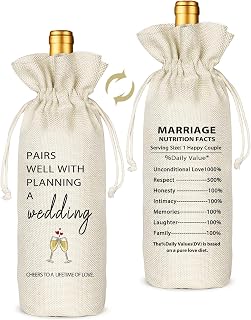 TBITON Wedding Wine Bag Gifts, Wedding Officiant Gift, Officiant Wine Bag Gift, Bridesmaid Gifts for Wedding Day, Funny Wedding Ideas, Pairs Well With Planning a Wedding (Beige-Wedding05)