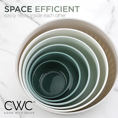 Miniatura 5 de COOK WITH COLOR - Juego de tazones de preparación anchos con tapas, para mezclar, de plástico, pequeños y apilables (color negroblanco)