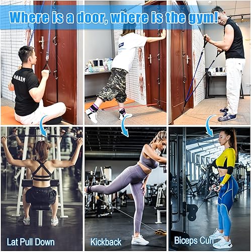 Miniatura 2 de Brebebe Anclaje de puerta mejorado para ejercicios de bandas de resistencia, anclaje de múltiples puntos con 7 bucles + 7 anillos D, equipo de