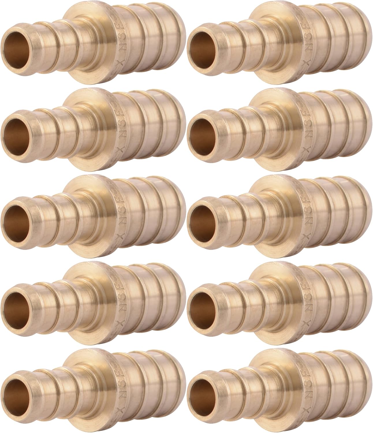 SharkBite 3/8 Inch x 1/2 Inch Crimp Reducing Coupling, Pack of 25, Brass Plumbing Fitting, PEX Pipe, PE-RT, UC009LF