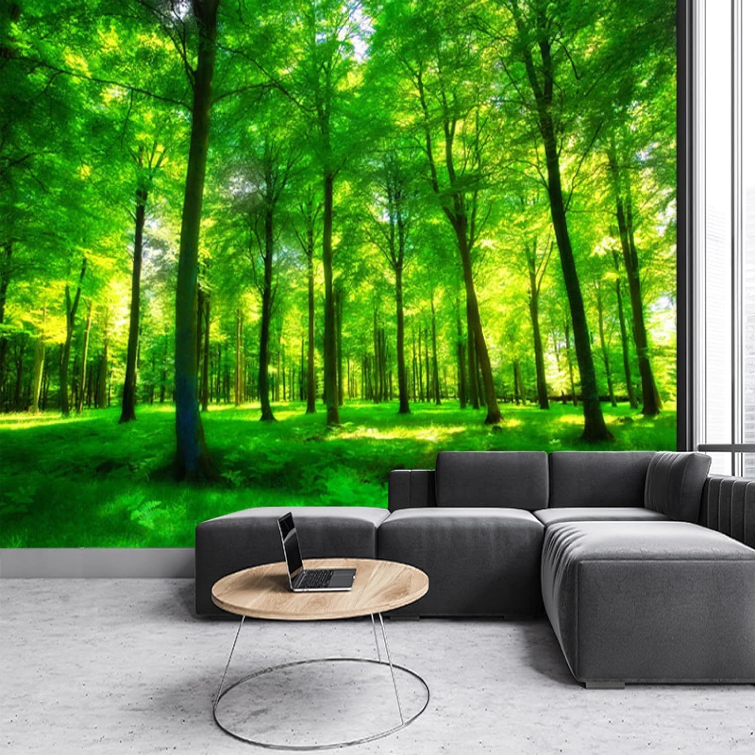 Papier Peint Photo 3D d'Arbres Forestiers pour un Salon Nature