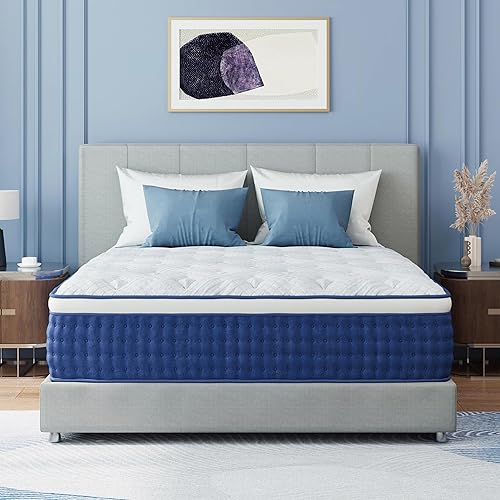 Miniatura 9 de Colchón King Size de 12 Pulgadas, Colchón Híbrido King en una Caja, Resortes Embolsados Individuales para Aislamiento de Movimiento y Alivio de