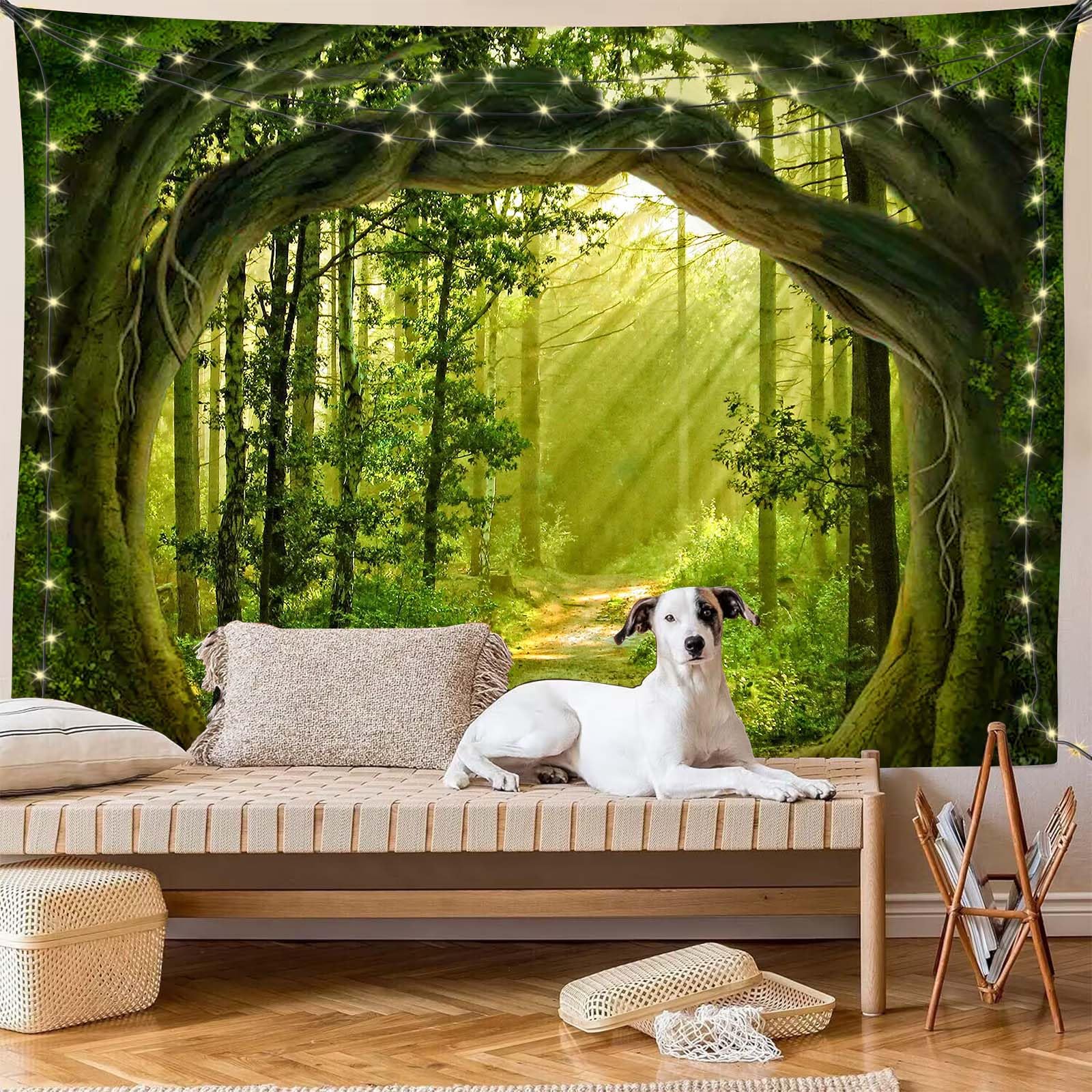 XYYDS Forest Tapestry Nature Tree Cave Tapestry Wall Hanging Misty Forest Tapestry Landscape Wall Tapestry for Living Room 60x50 Inches