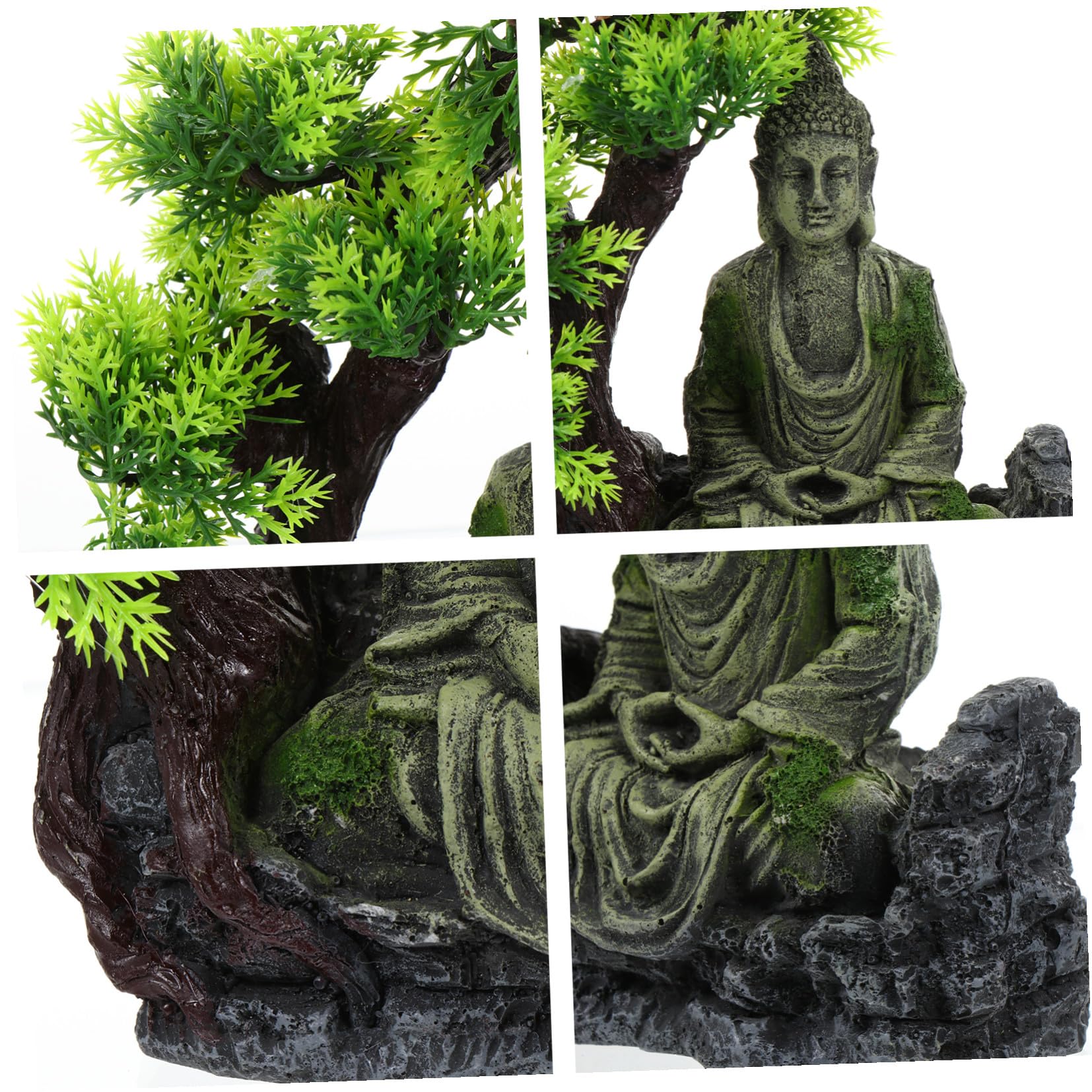 Toddmomy Figura de Acuario Buda de Resina Verde, Adorno para Decoración y Paisaje en Peceras y Acuarios