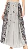 Sakkas Maran Womens Boho Embroidery Skirt with Lace Elastic Waist and Pockets