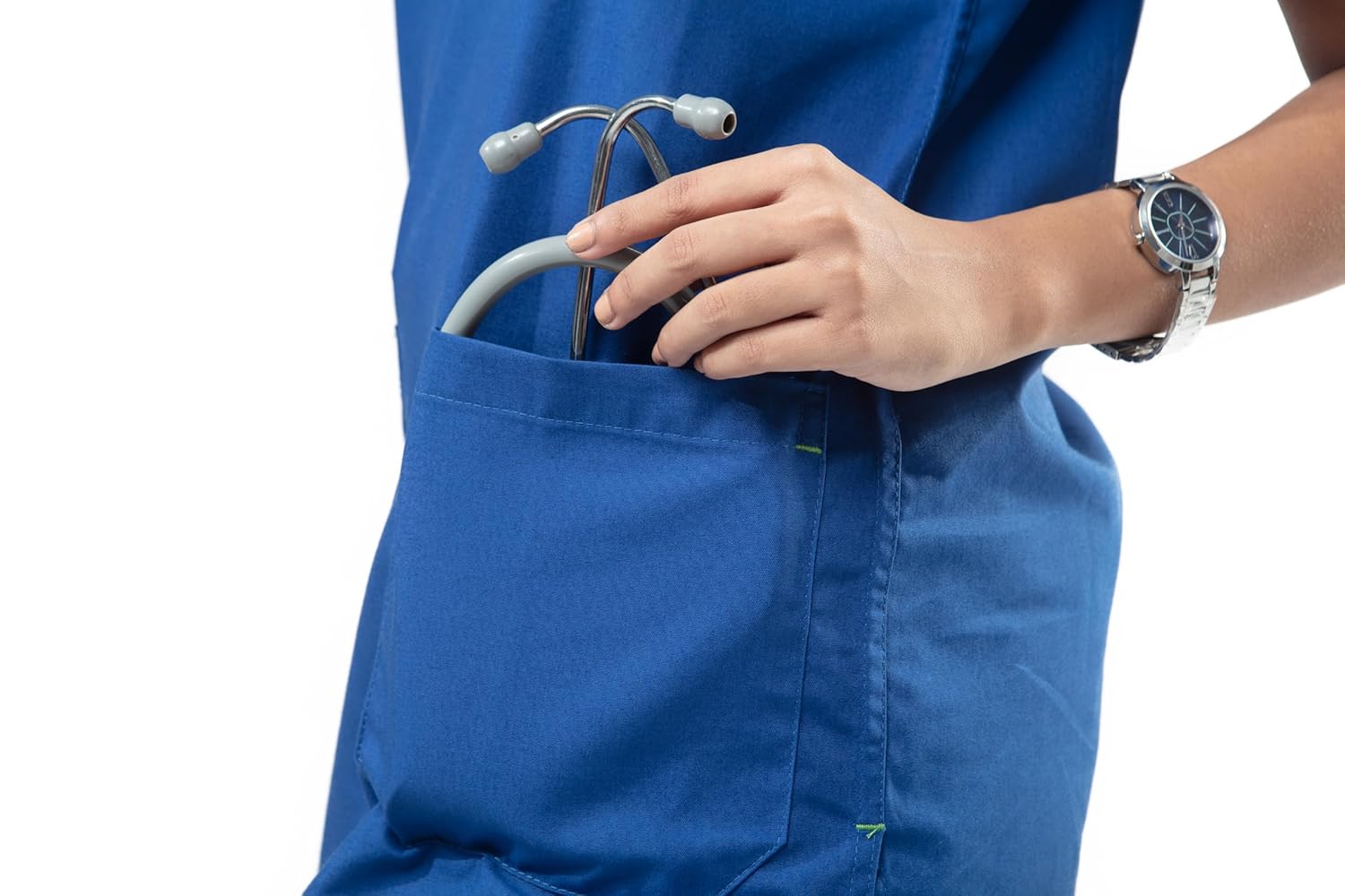 Uniform craft female designer scrub suit DSDX01 || 6 pocket scrub, cargo pocket | Ideal for doctors, dentists, weight, nurses and healthcare professionals (bright blue, L) Uniform craft female designer scrub suit DSDX01 || 6 pocket scrub, cargo pocket | Ideal for doctors, dentists, weight, nurses and healthcare professionals (bright blue, L)