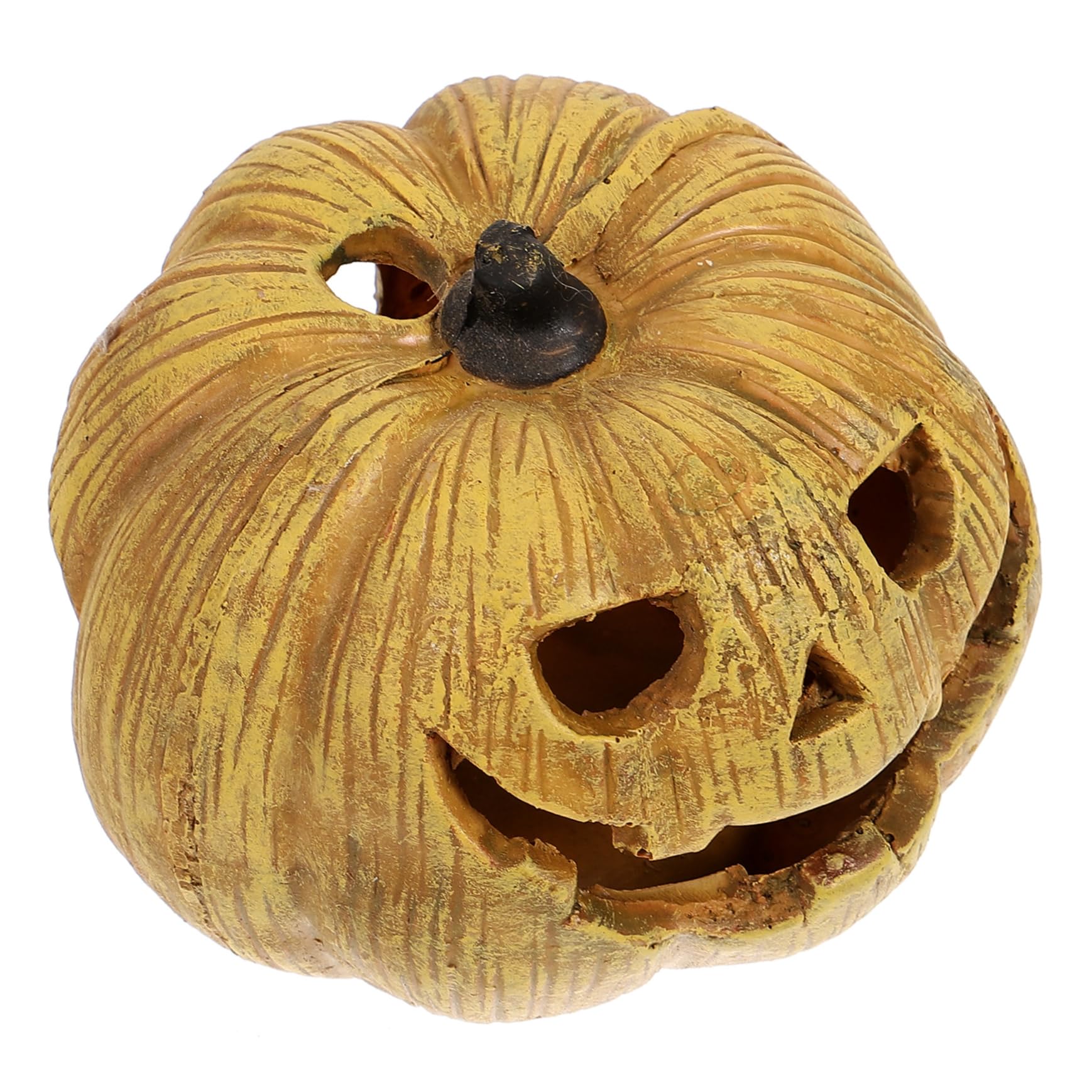 VICASKY Pumpkin Reptile Hideout Decorative Resin Cave for Lizards Frogs and Aquatic Pets Lightweight Indoor Pet Hide with Halloween Theme Reptile Tank Shelter