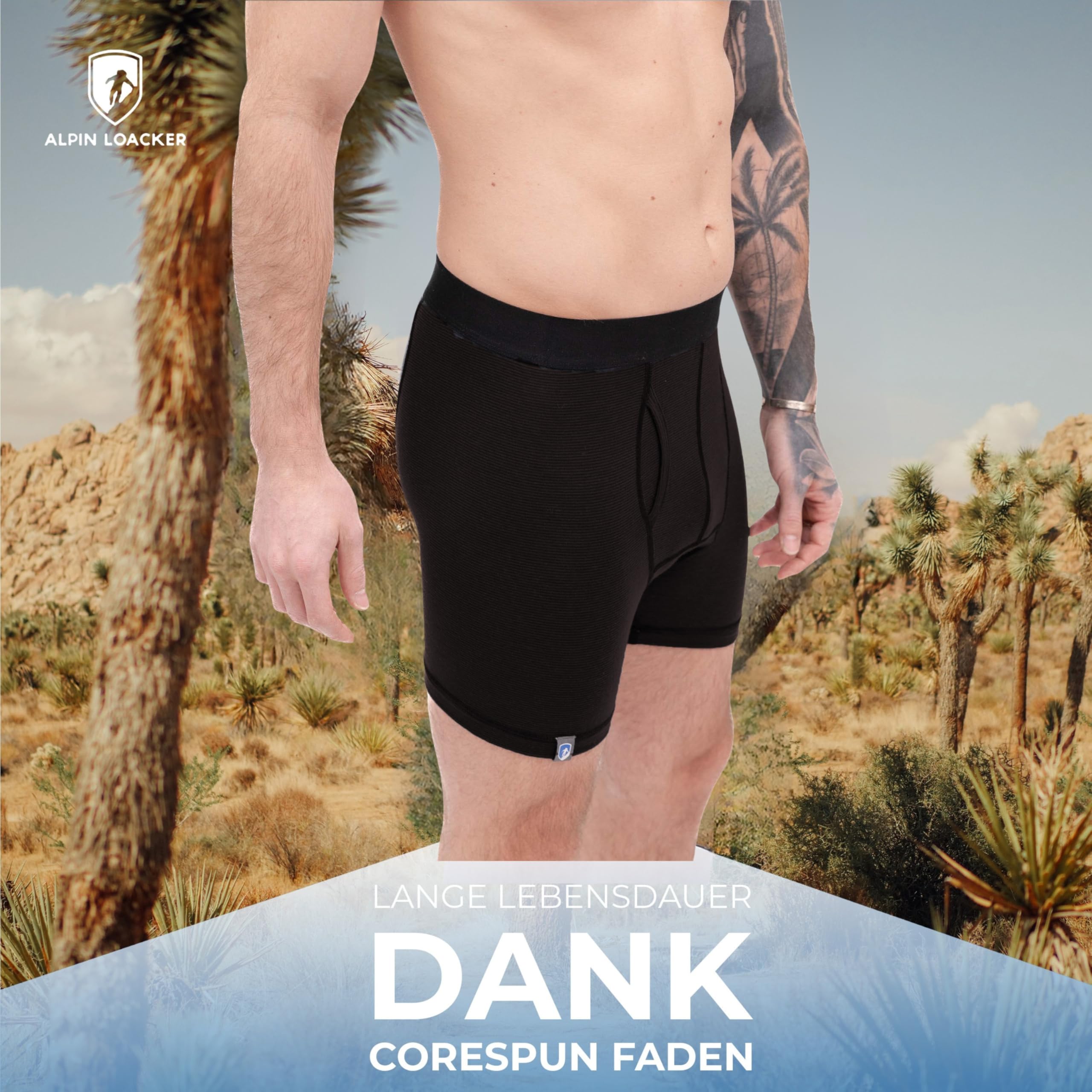 ALPIN LOACKER Merinowolle Boxershorts Herren Sport Unterhose schnelltrocknend atmungsaktiv