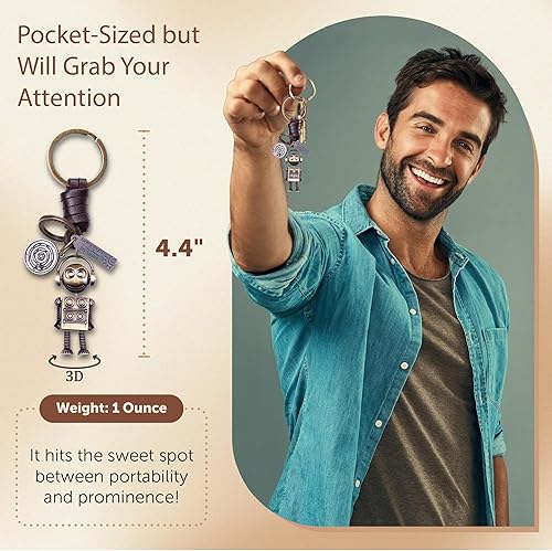 Miniatura 6 de AuPra Robot KeyChain Gifts Women & Men Leather KeyChains Home Car Door Keys Holder Children Funny Present