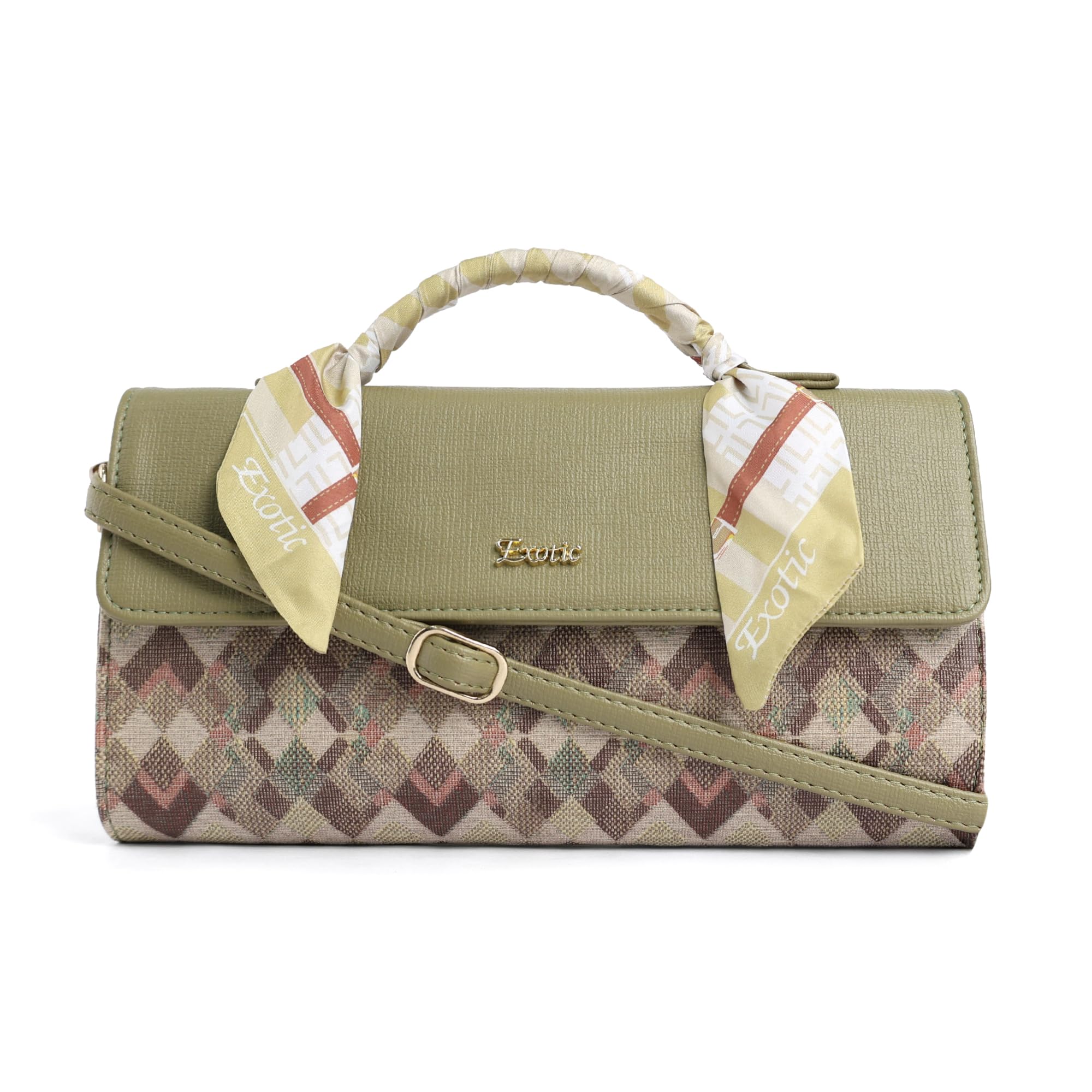 exotic Scarf Accent Handle Wallet cum Sling Dual Tone Multipurpose Bag-picture-43