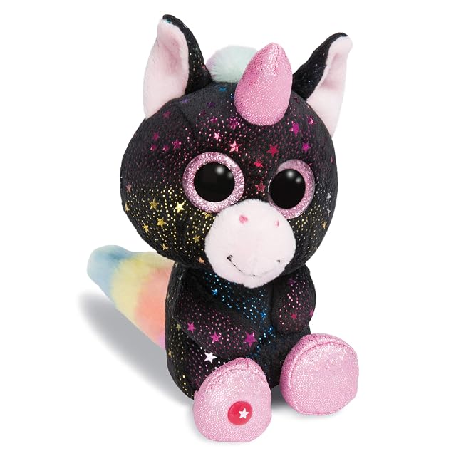 NICI Peluche GLUBSCHIS Unicornio Vita-Mi, con Ojos Grandes y Brillantes, 15 cm, Color: Negro/Rosa/Multicolor, 46316