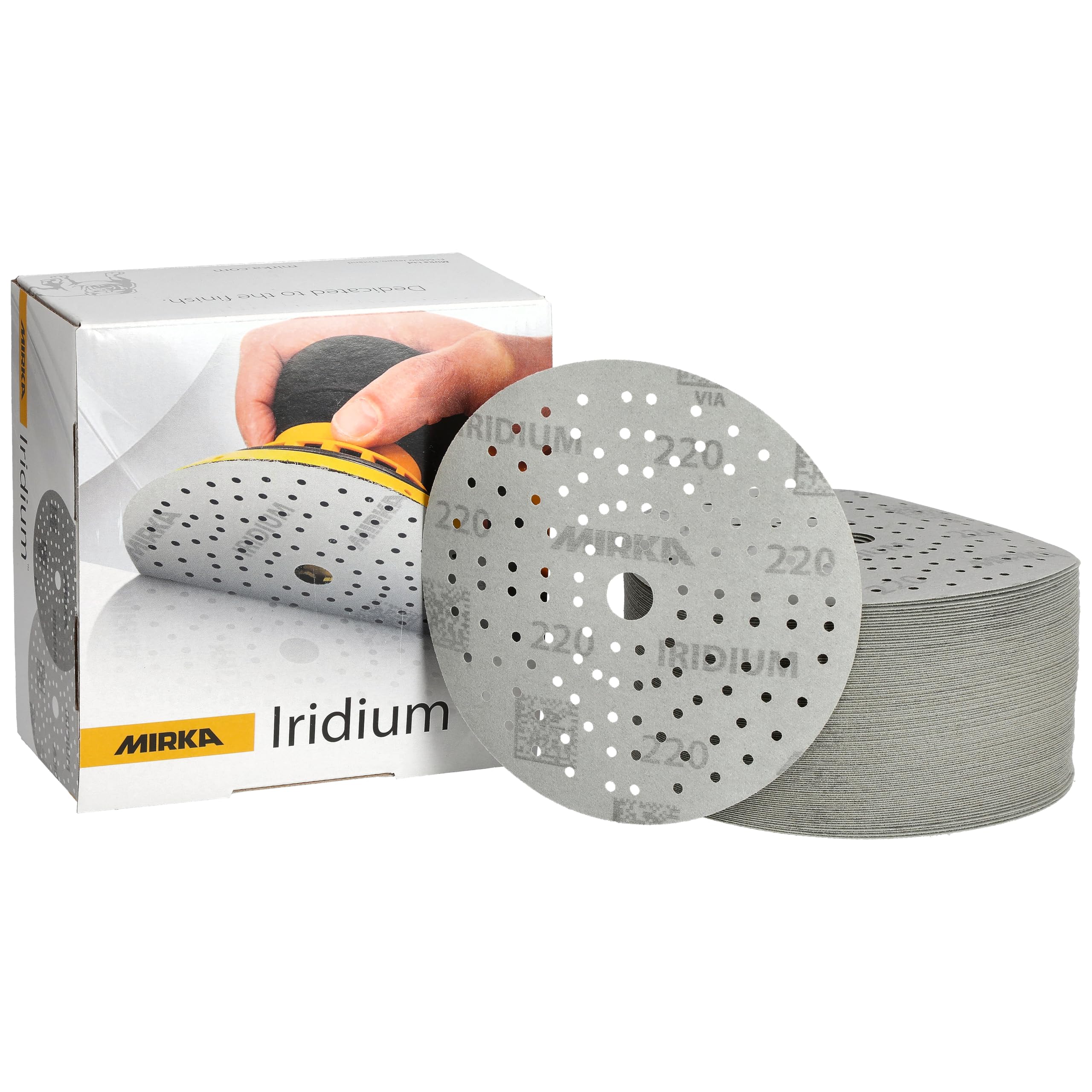 Mirka Abrasive Sheets Iridium Sandpaper Ø 150mm Hook & Loop 220 Grit