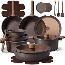 CAROTE 27pcs Pots and Pans Set Non Stick, Detachable Handle Cookware