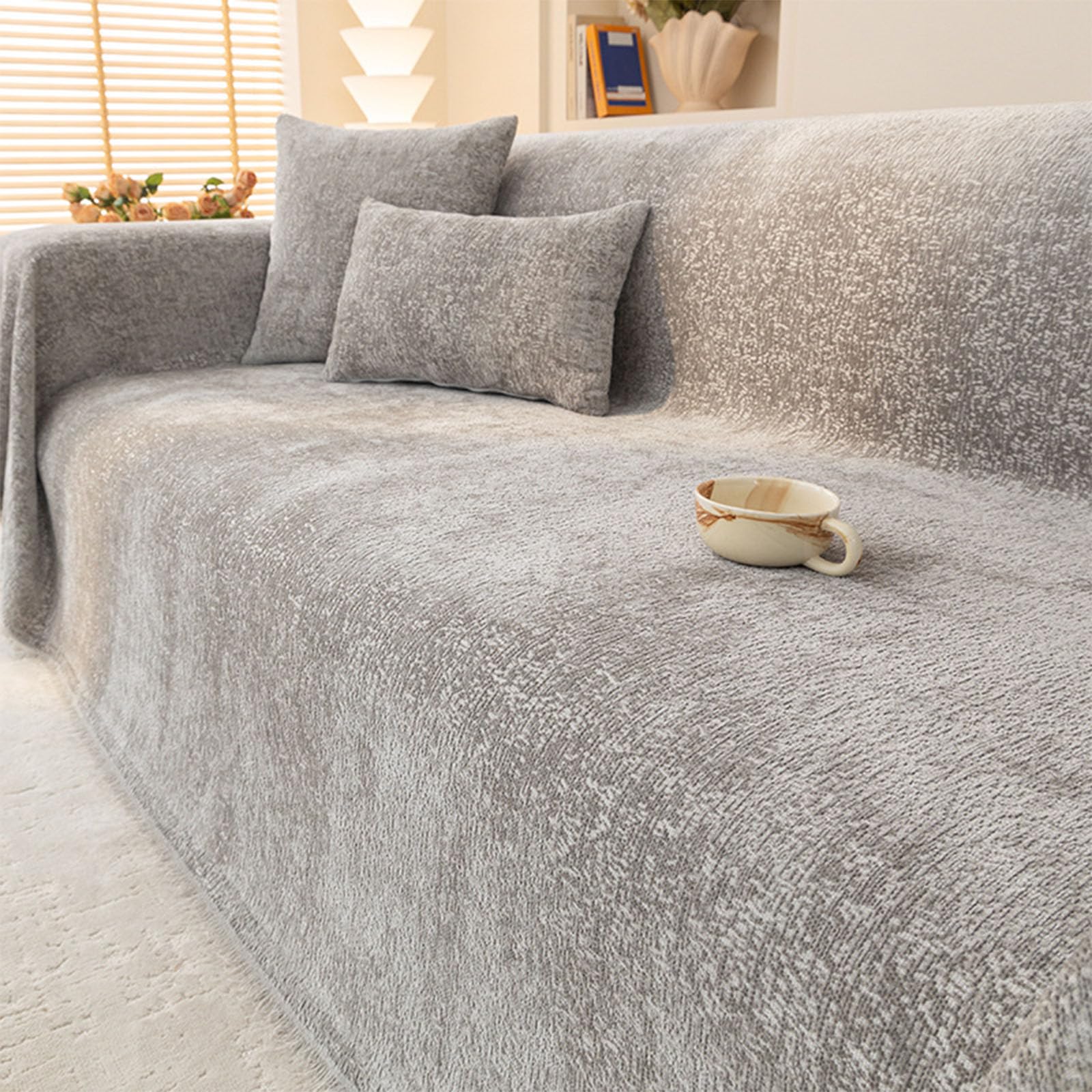 Housse de canapé en chenille unie 180 * 130cm résistante aux chats pour salon