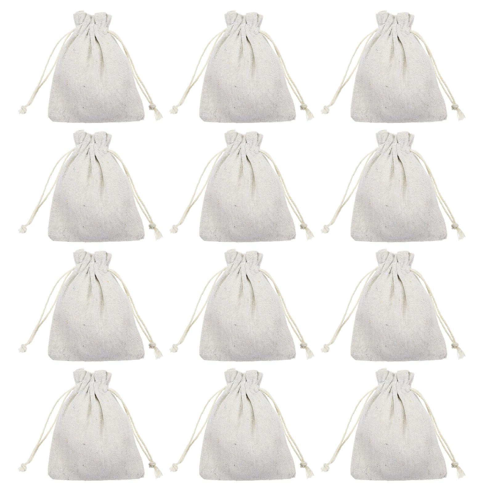 PATIKIL 12Pcs Coin Sacks Bag, 12x10cm Canvas Coin Money Cash Bag Drawstring