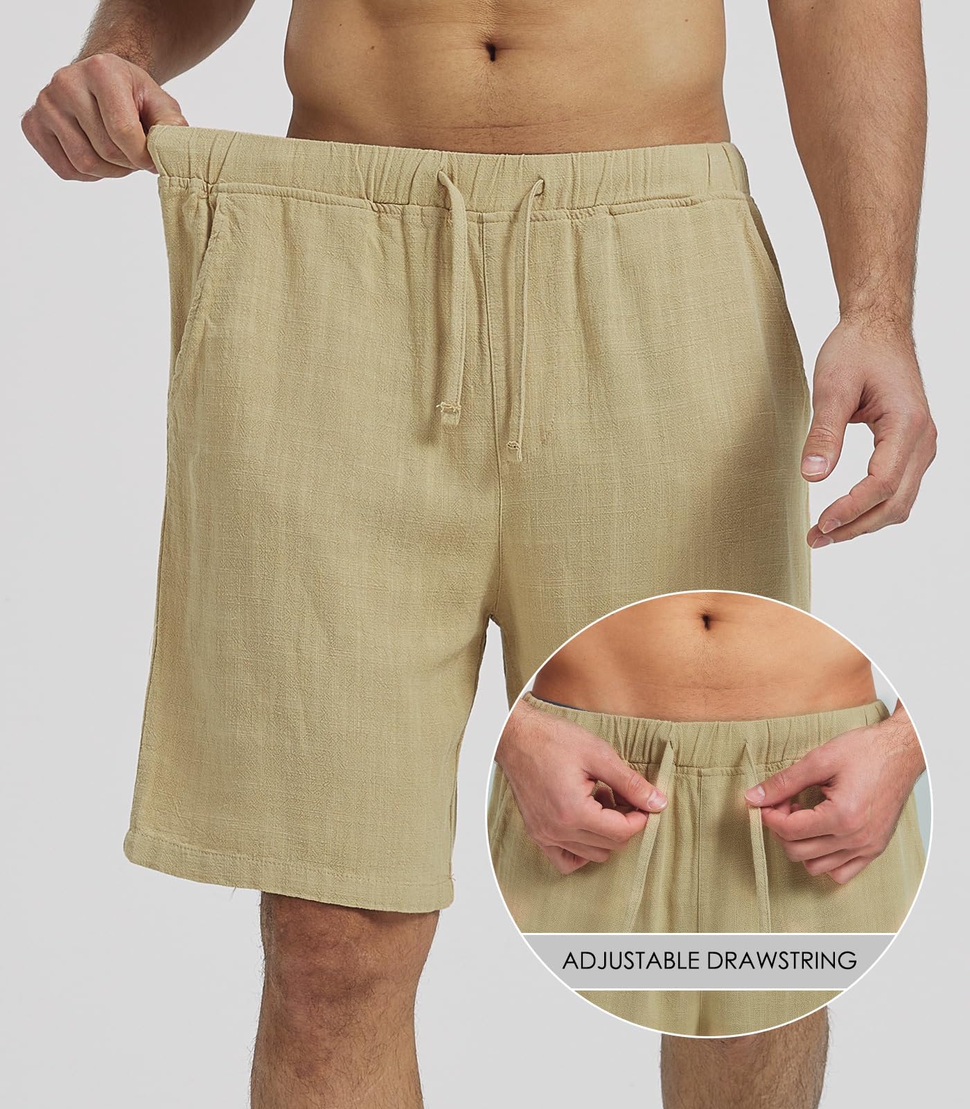 Zetieny Uomo Sportivi Pantaloncini Lino Pantaloncini Estivi Leggero Fitness Workout Shorts Pantaloni Casual da Uomo con Coulisse e Tasche
