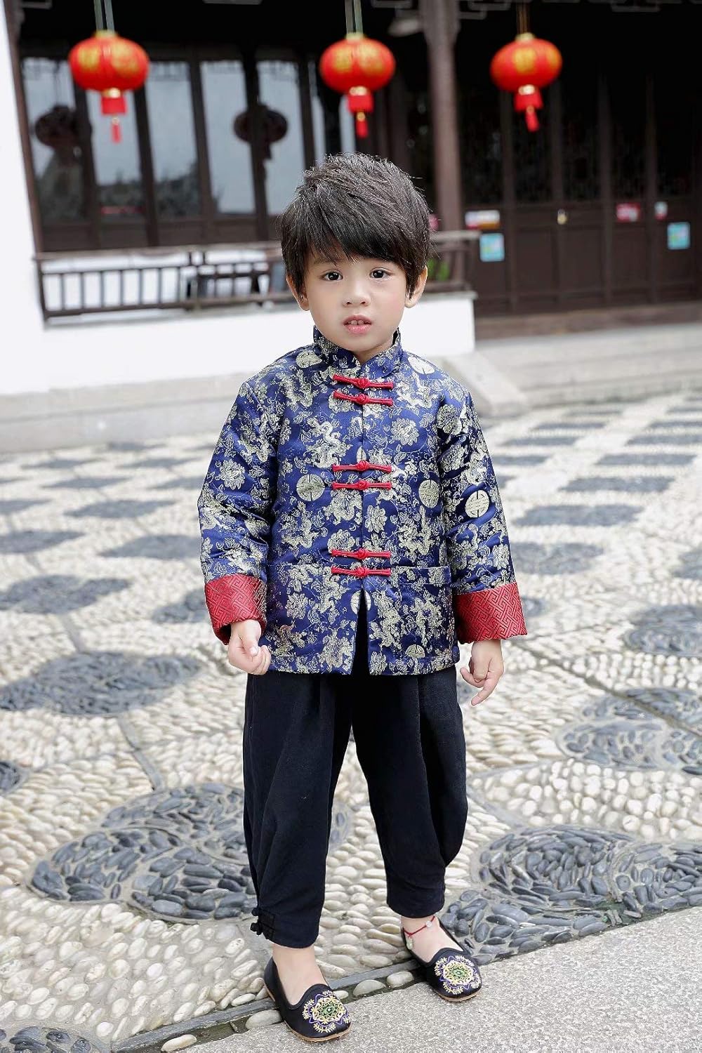 Hooyi Boys Chinese Traditional Costume Clothes Kids Quilted Coat Chinese Outfit Spring Festival Boy's Outerwear