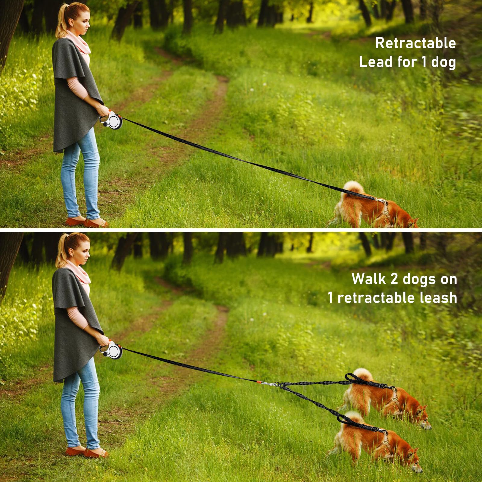 Laufleine Hundeleine, Rollleine Hund 8m, Einziehbare Hundeleine Mit Kotbeutelspender, 360° Flexibel, Für Hunde Bis 50kg