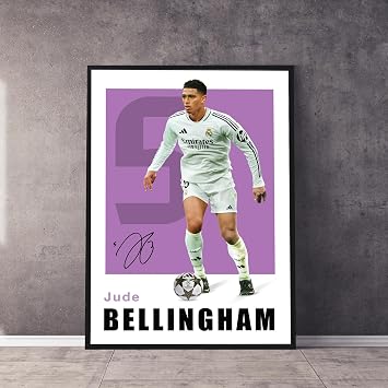 Bellingham Poster, Famous Soccer Player Posters, Jude Bellingham Posters For Boys Bedroom, Soccer Wall Art, Gift for Fan Football, Jude Bellingham Wall Art, Living Room Sport Room Gift for Fan Football - 8x10 Inches